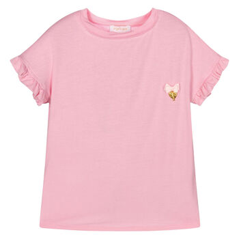 Girls Pink Sequin Wings T-Shirt