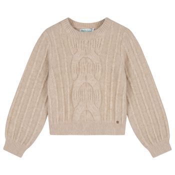 Girls Beige Cable Knit Jumper