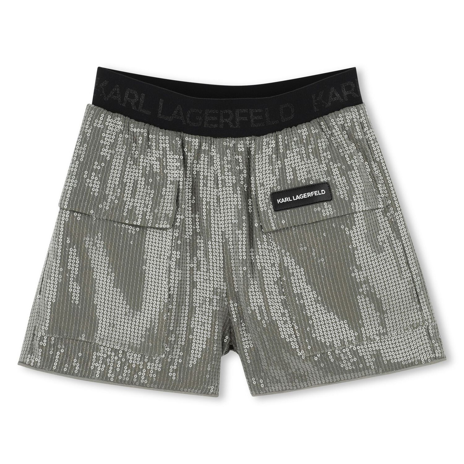 Girls Green Logo Sequin Shorts, 1, hi-res image number null