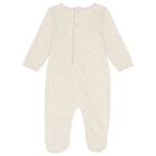 Baby Girls Beige Logo Teddy Bear Babygrow, 1, hi-res