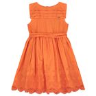 Girls Orange Embroidered Dress, 1, hi-res