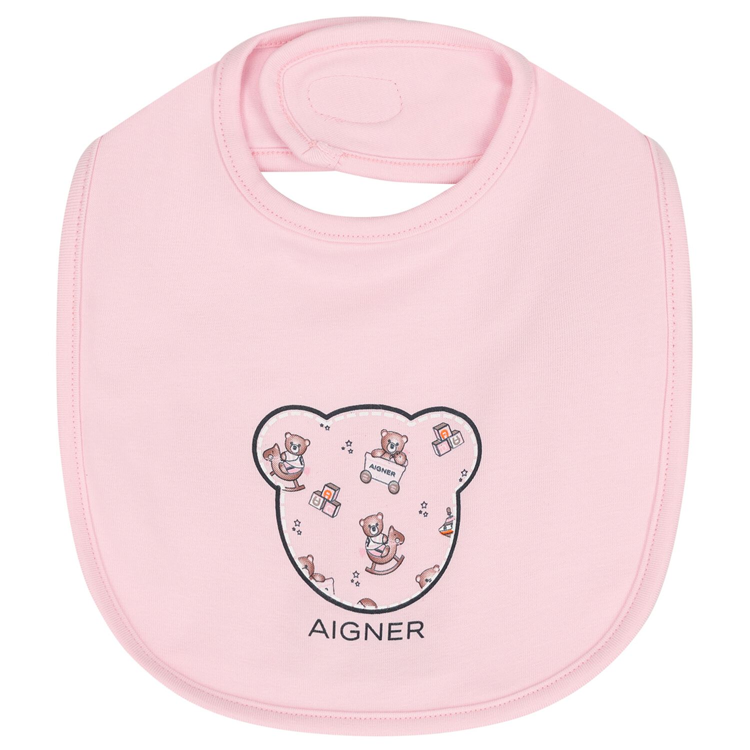 Baby Girls Pink Teddy Bear Logo Bib, 3, hi-res