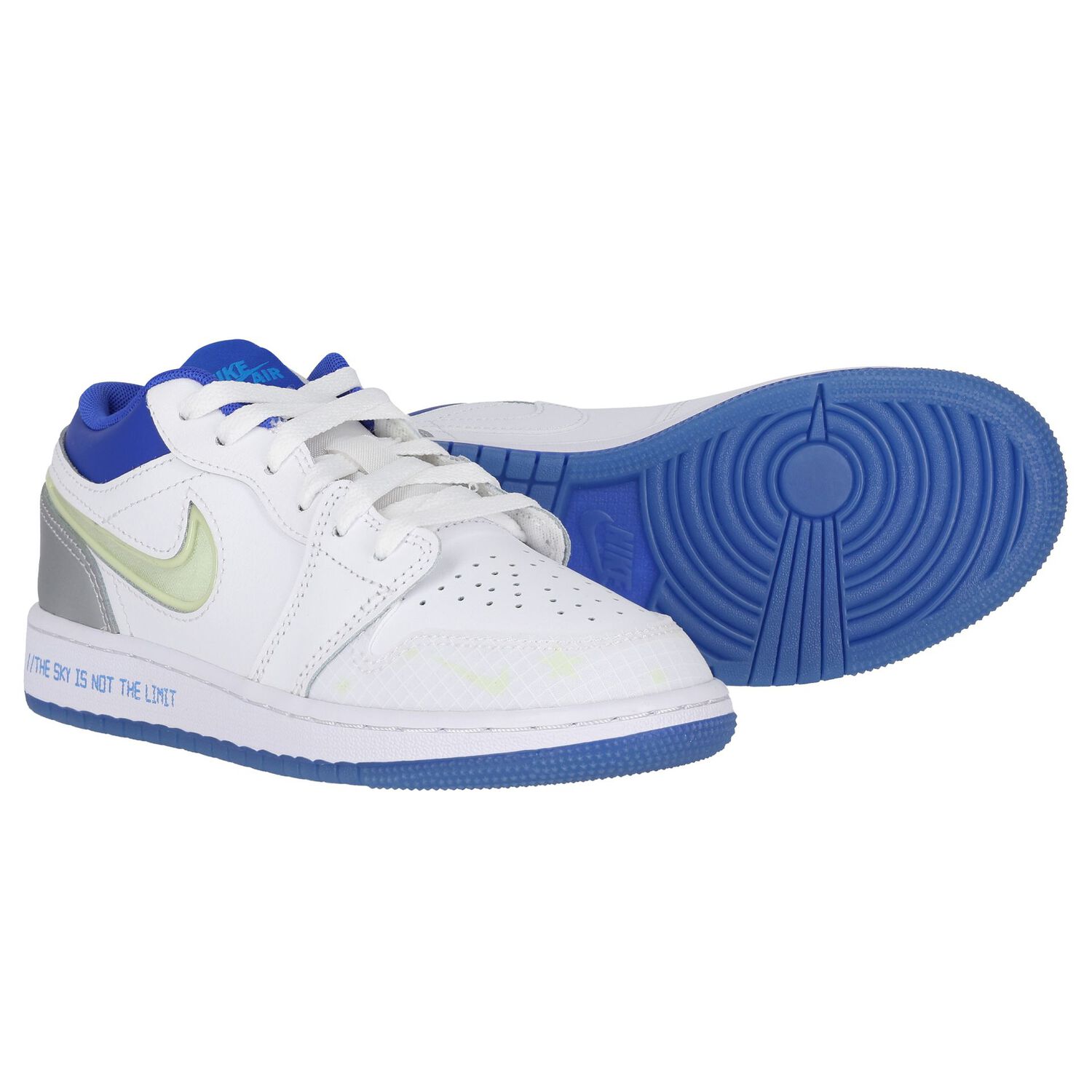 White & Blue Air Jordan 1 Low Trainers, 1, hi-res image number null