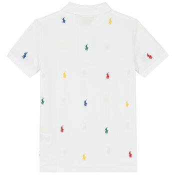 Boys White Logo Polo Shirt