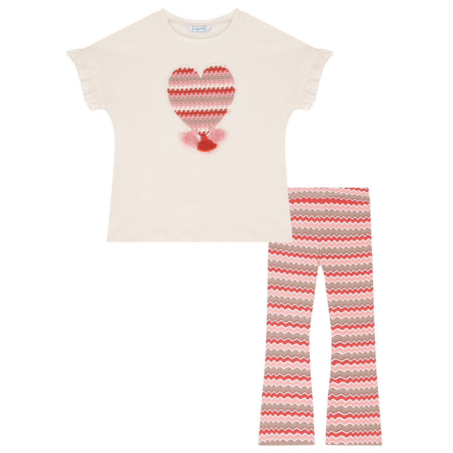 Girls Ivory & Pink Zigzag Leggings Set, 1, hi-res image number null