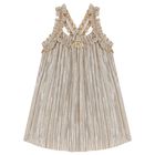 Girls Gold Metallic Pleated Top, 1, hi-res