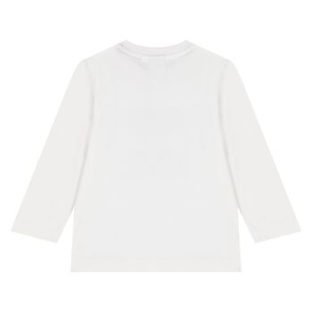 Younger Boys White Logo Long Sleeve Top
