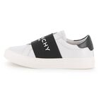 White & Black Logo Trainers, 1, hi-res