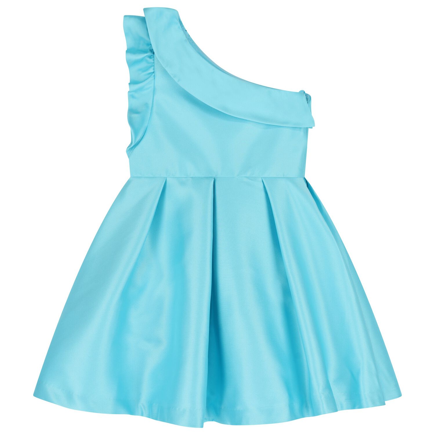 Girls Turquoise Asymmetric Dress, 2, hi-res