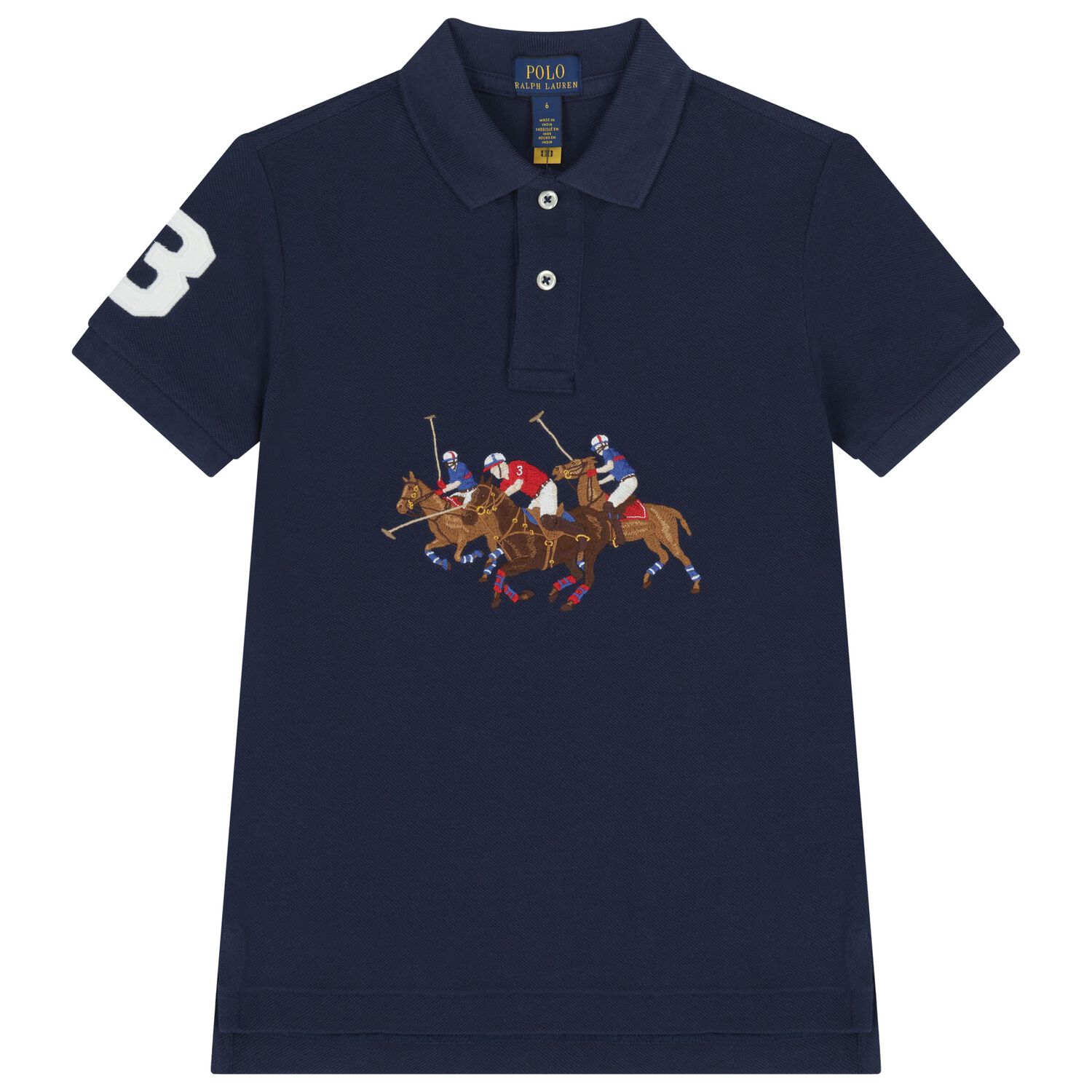 Boys Navy Blue Logo Polo Shirt, 1, hi-res