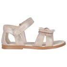 Girls Gold Flower Sandals, 3, hi-res