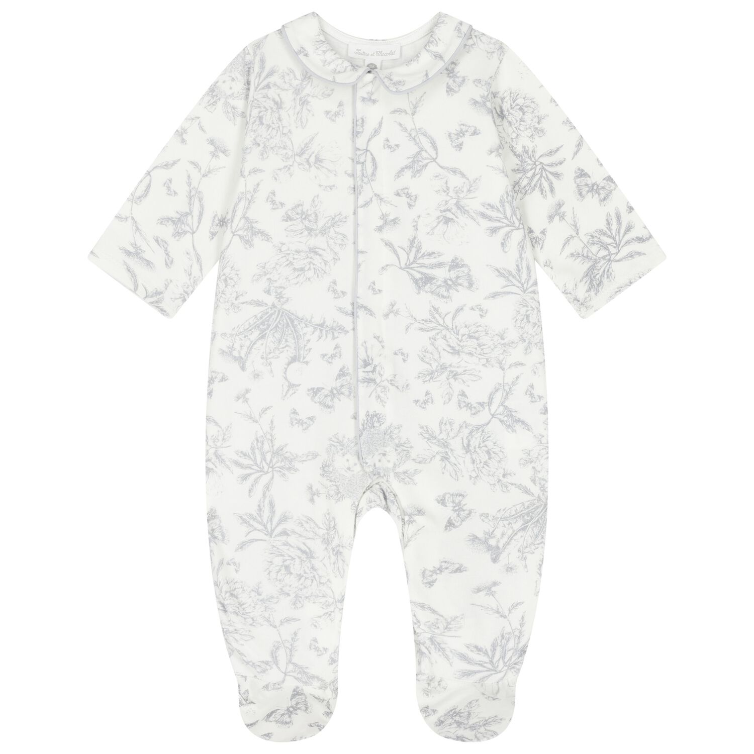 Ivory & Grey Toile De Jouy Babygrow, 1, hi-res image number null