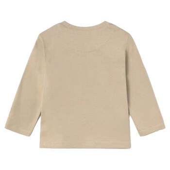 Younger Boys Beige Dinosaur Long Sleeve Top