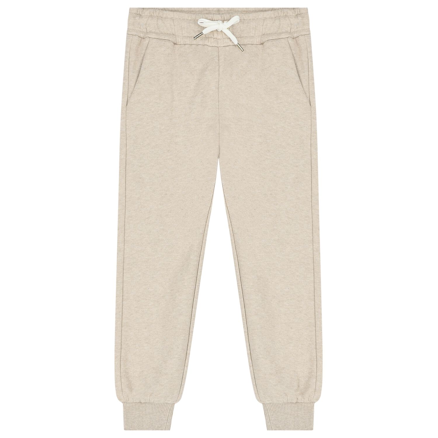 Girls Beige Embroidered Logo Joggers, 1, hi-res image number null