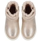 Younger Girls Gold Faux Fur Boots, 1, hi-res