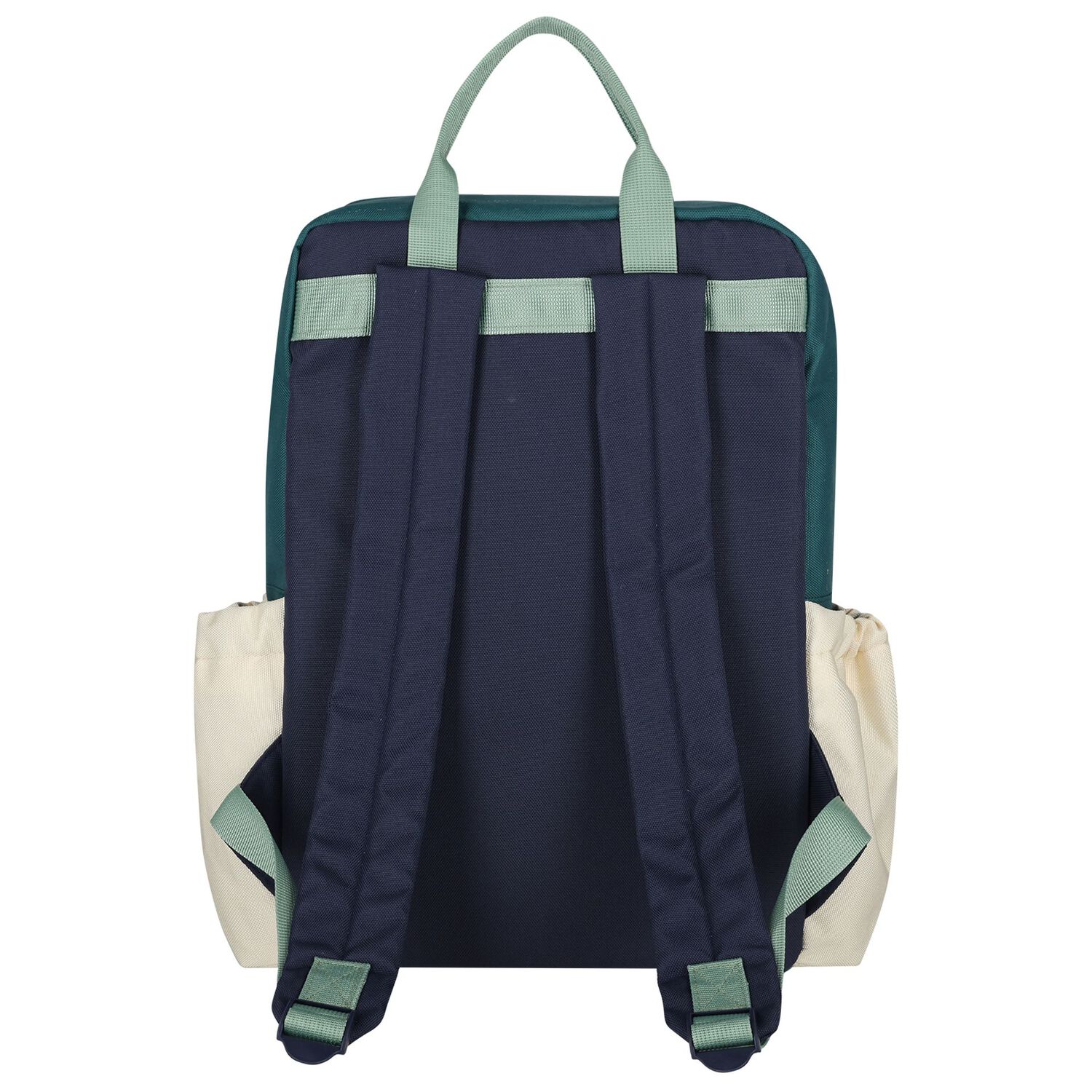 Navy Blue, Green & Ivory Logo Backpack ( 36CM ), 1, hi-res