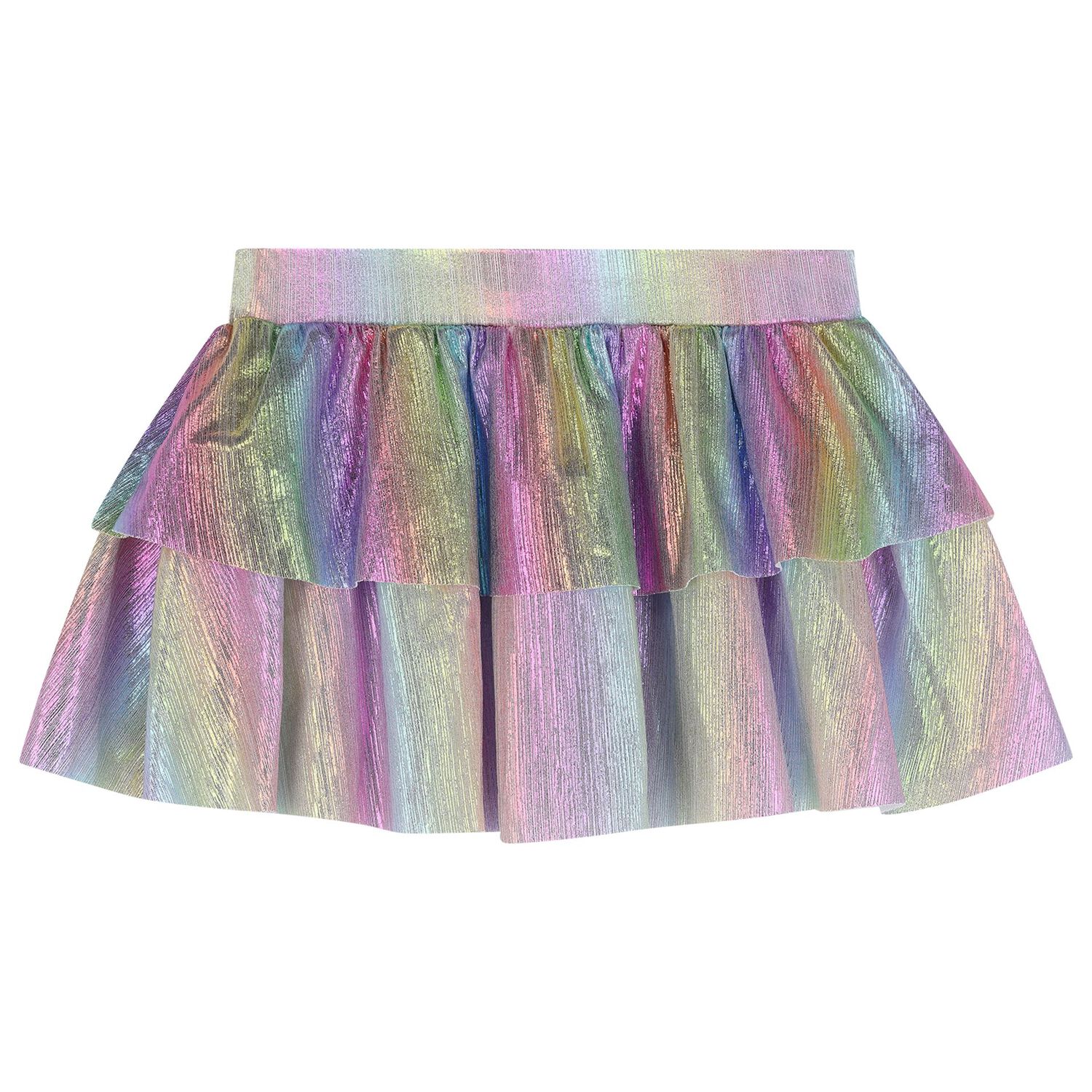 Girls Iridescent Rainbow Ruffled Skirt, 1, hi-res
