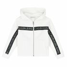 Girls White & Black Logo Hooded Top, 1, hi-res