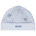 طقم أولاد هدايا أفرول بالشعار باللون الأزرق, 2, hi-res