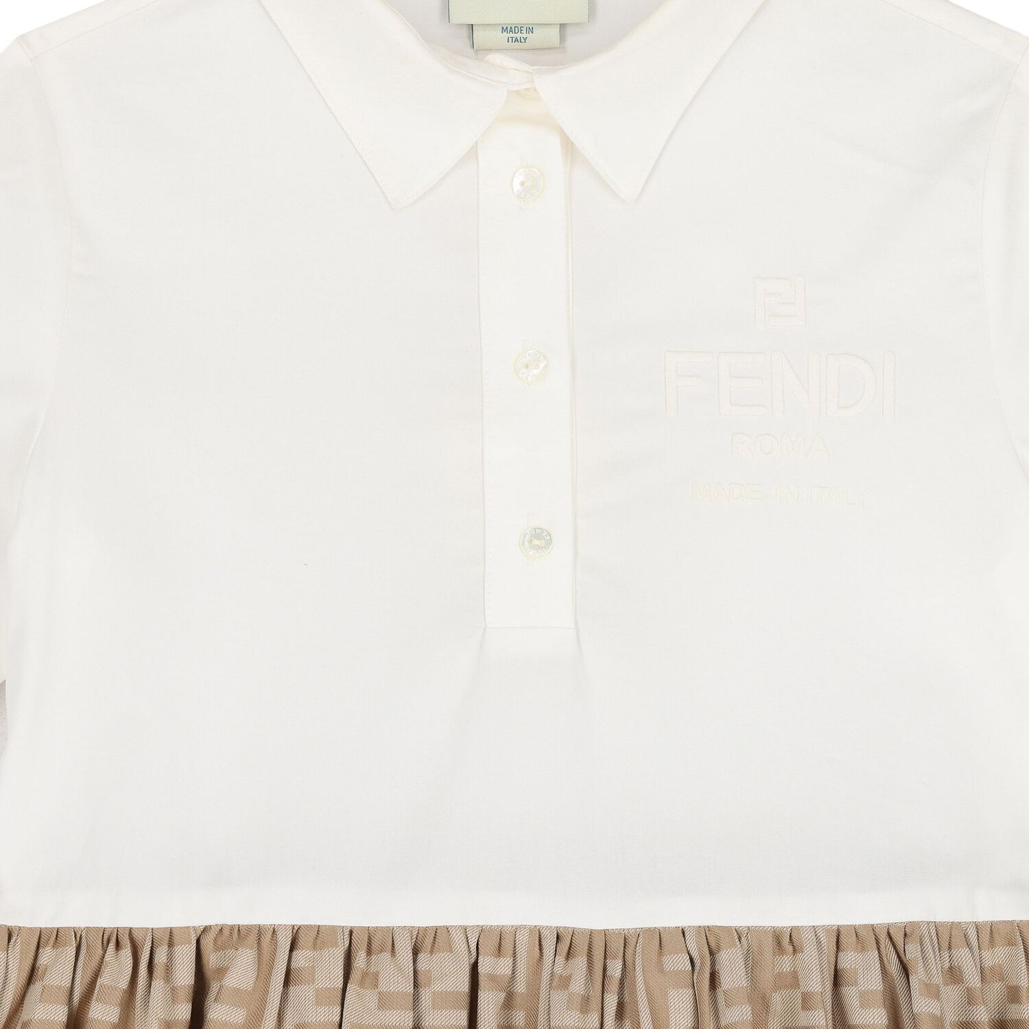 فستان بناتي بشعار FF باللون العاجي والبيج, 1, hi-res image number null