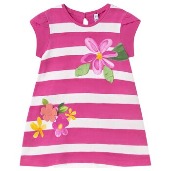 Younger Girls Pink & White Striped Dress
