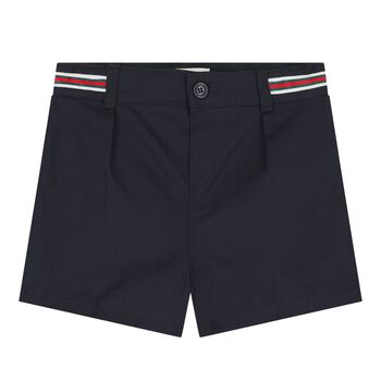 Baby Boys Navy Blue Web Striped Canvas Shorts