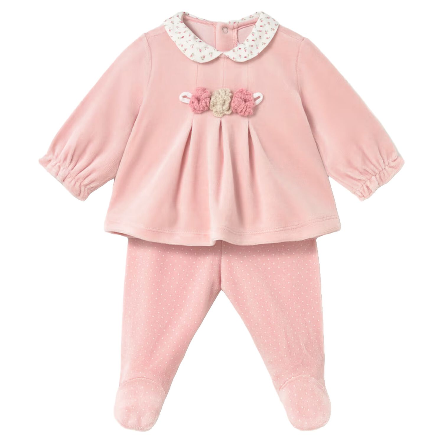 Baby Girls Pink Floral 2 Piece Babygrow, 1, hi-res