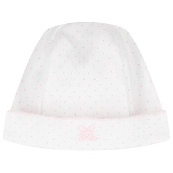 Baby Girls White & Pink Bunny Hat