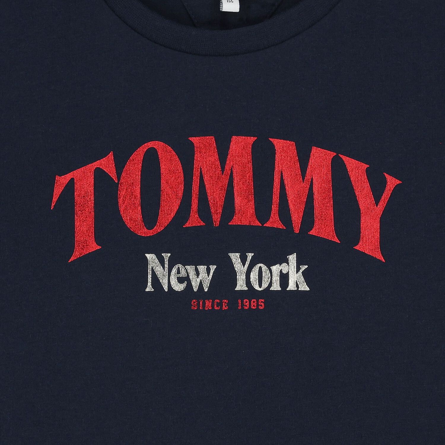 تيشيرت بنات بالشعار باللون الأزرق, 1, hi-res