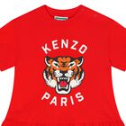 Younger Girls Red Tiger Logo Dress, 2, hi-res