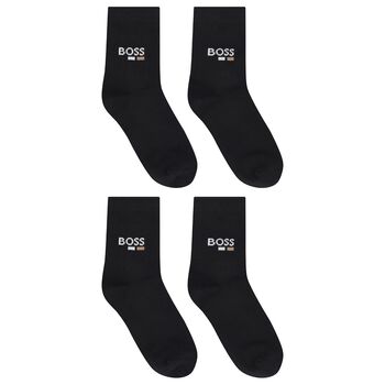 Boys Black Logo Socks ( 2-Pack )