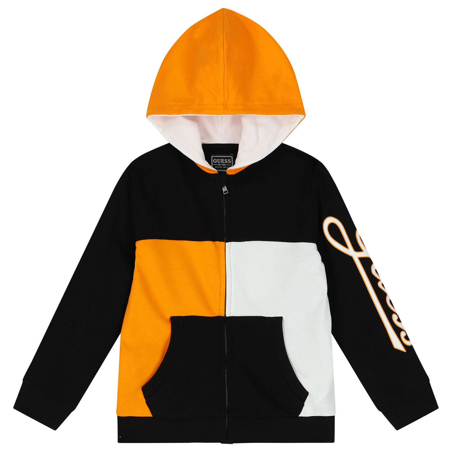 توب هودى أولاد بالشعار باللون الاسود, 1, hi-res