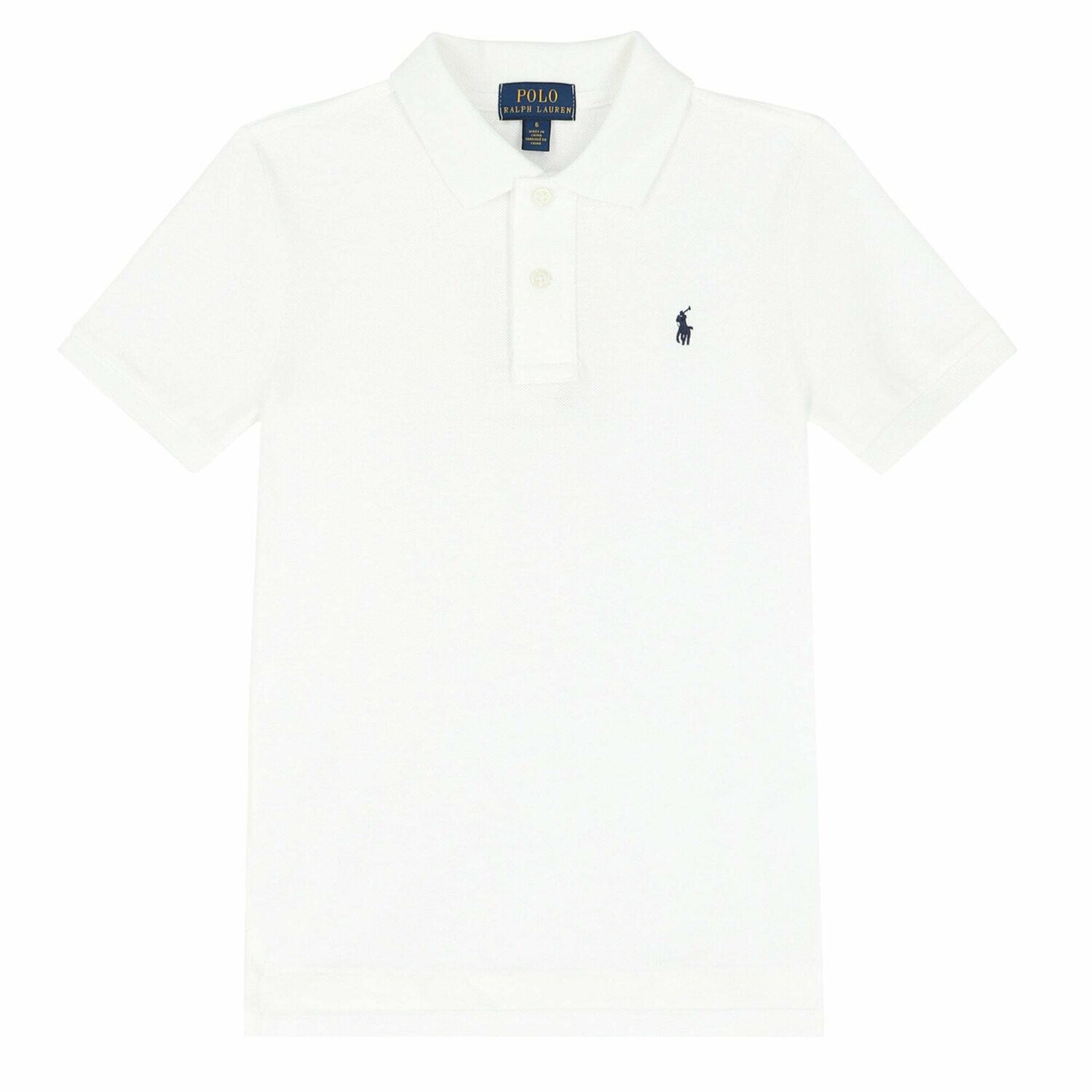 Boys White Slim Fit Logo Polo Shirt, 1, hi-res