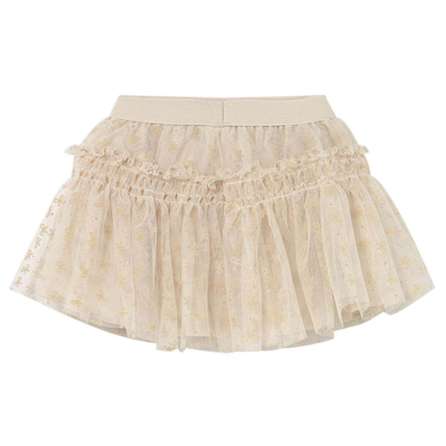 Younger Girls Beige Tulle Skirt, 3, hi-res
