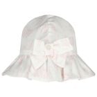 Baby Girls White & Pink Toile De Jouy Hat, 1, hi-res