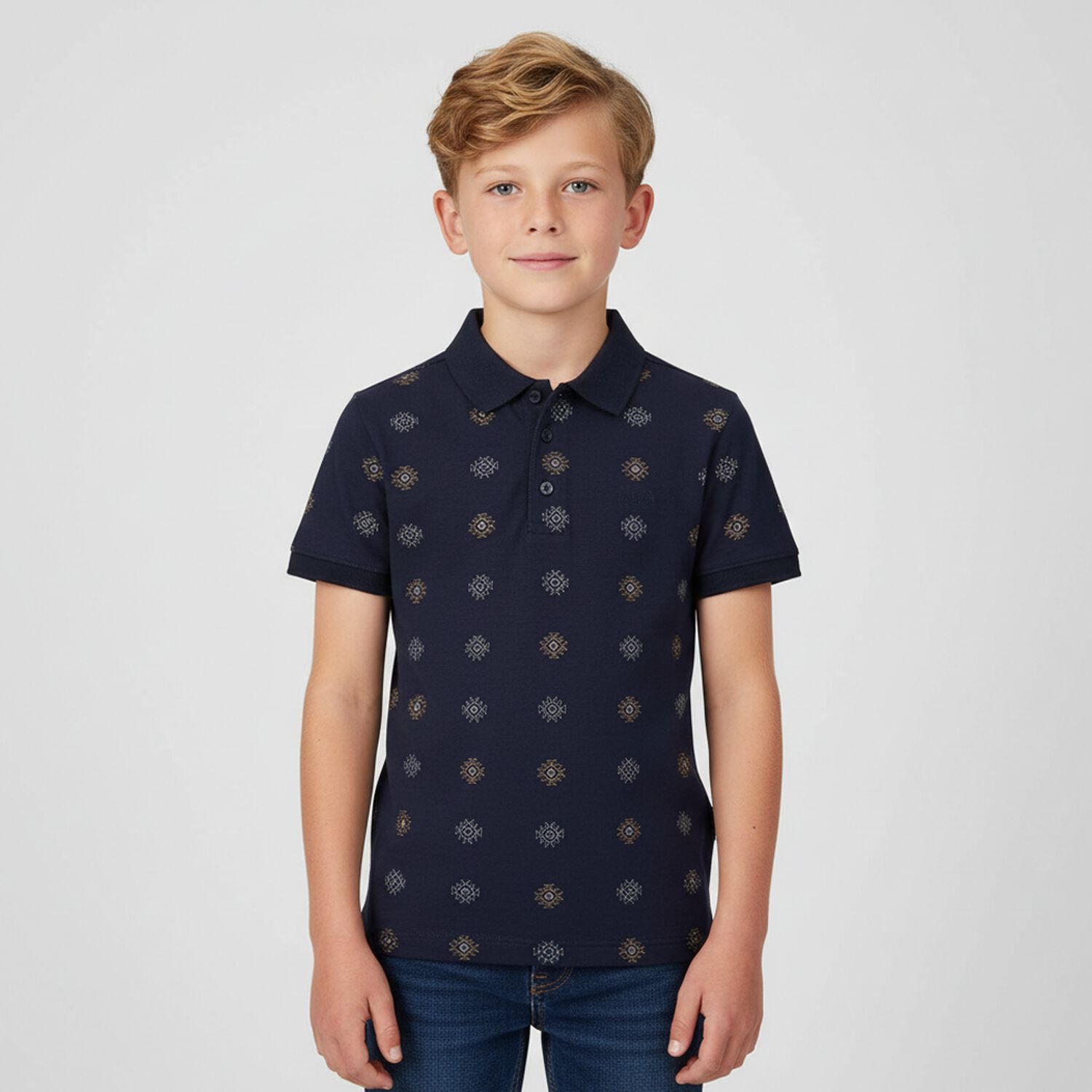 Boys Navy Blue Polo Shirt, 1, hi-res