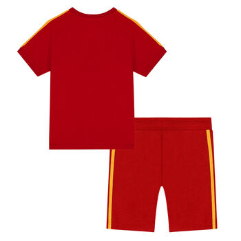 Red 3-Stripes Logo Shorts Set
