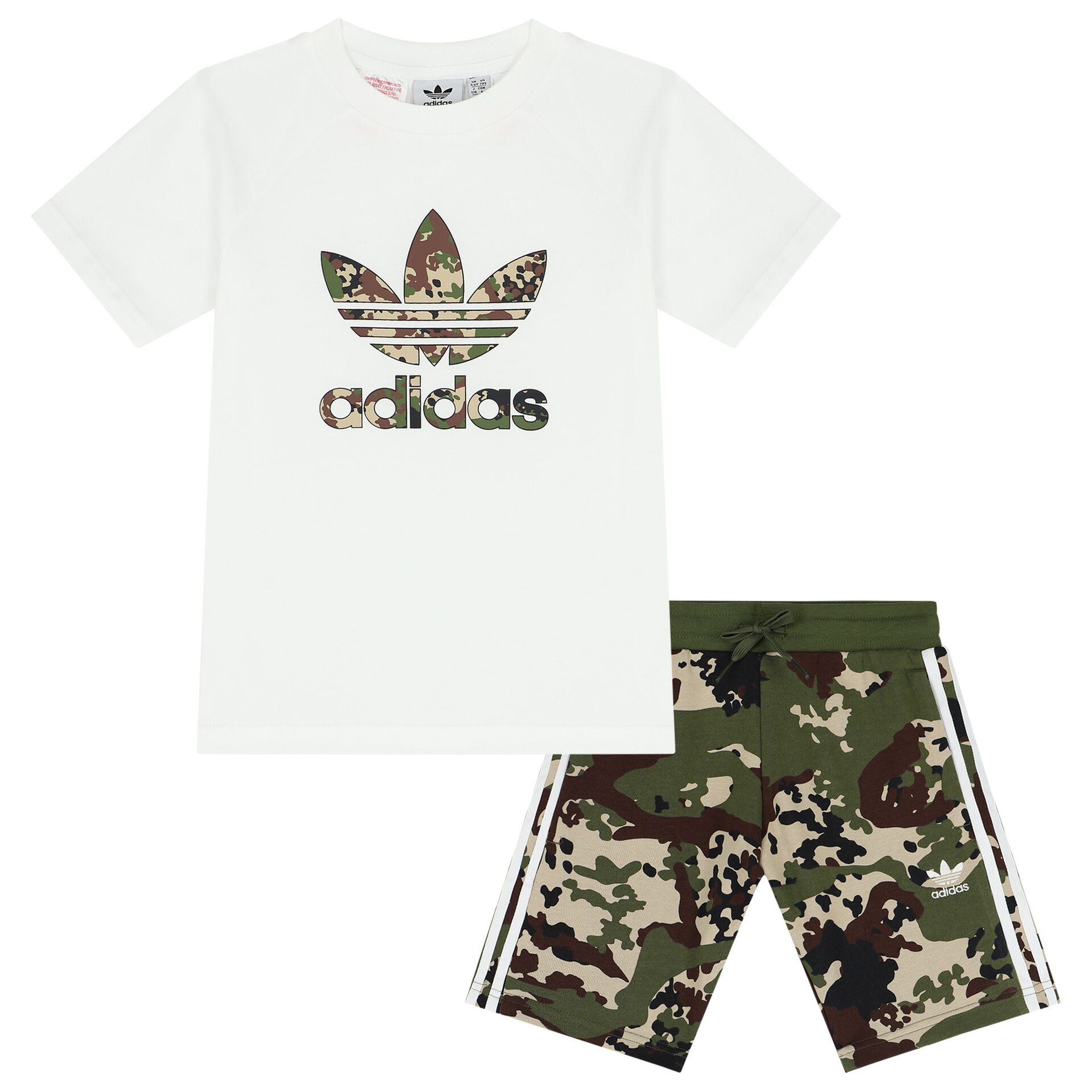 adidas Originals White Green Trefoil Logo Shorts Set Junior Couture UAE