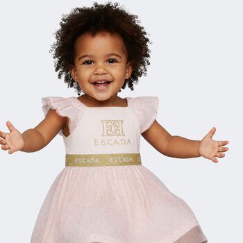 Younger Girls Pink Logo Tulle Dress