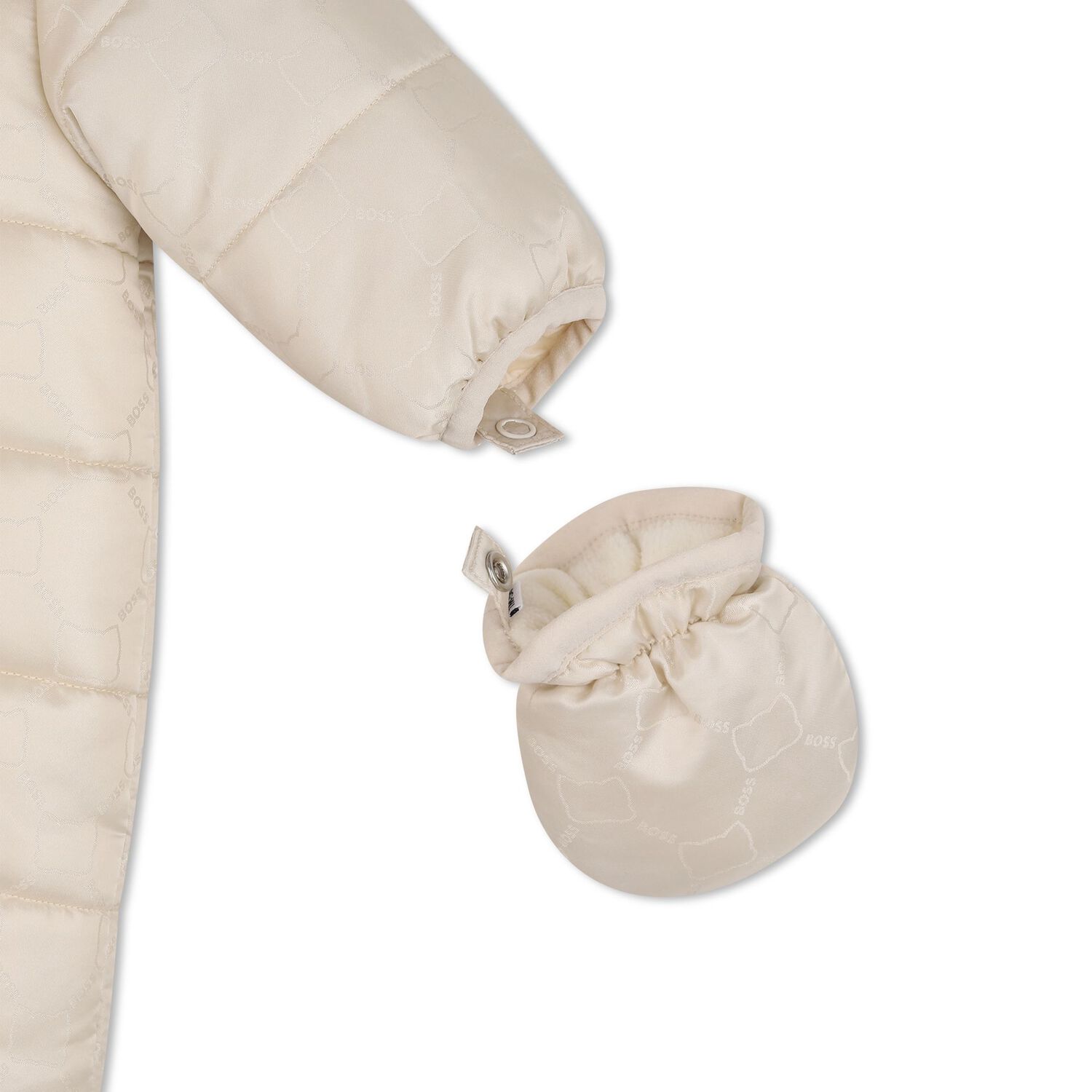 Baby Boys Beige Padded Snowsuit, 1, hi-res