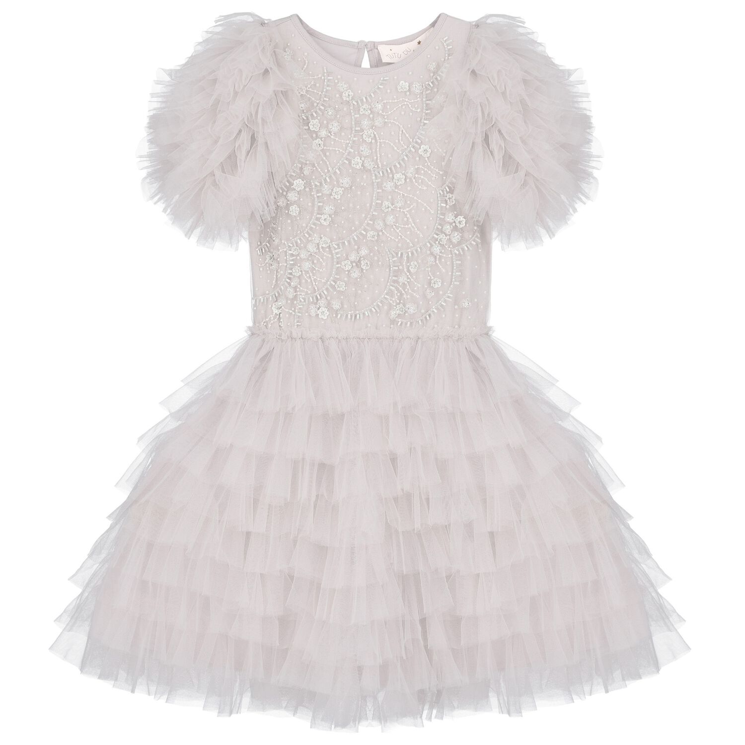 فستان تول بنات متعدد الطبقات باللون الرمادي, 1, hi-res image number null