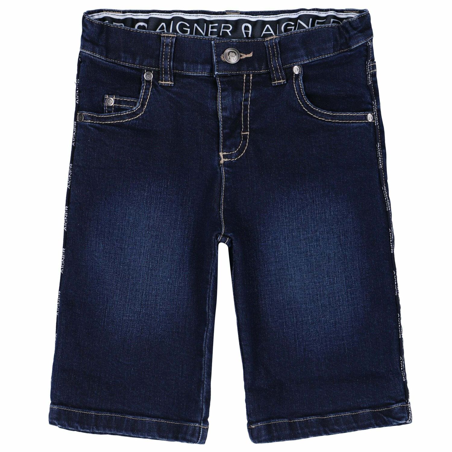 Boys Blue Denim Logo Shorts, 1, hi-res image number null