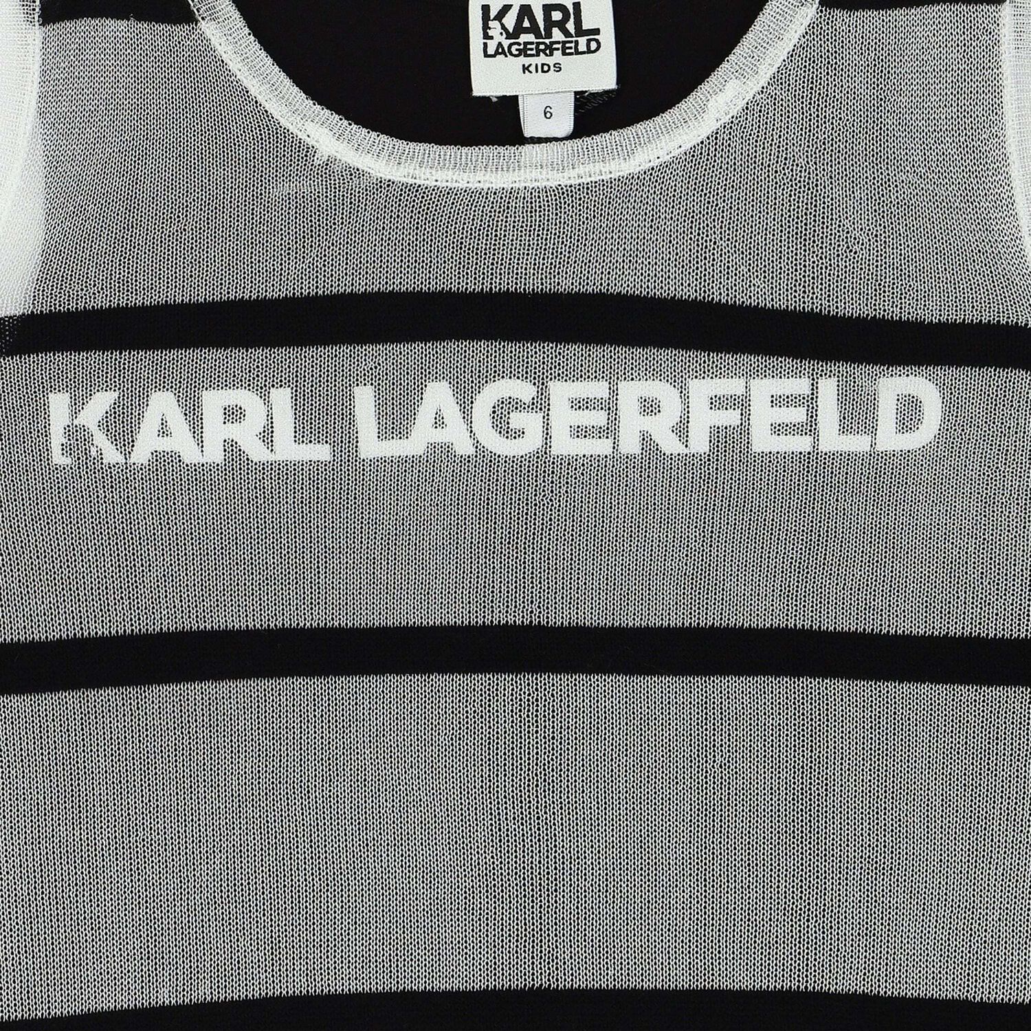 فستان بالشعار باللون الاسود والابيض للبنات, 1, hi-res