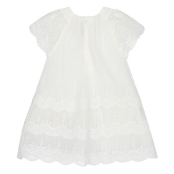 Younger Girls Ivory Embroidered Tulle Dress