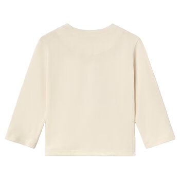 Younger Boys Beige Car Long Sleeve Top