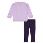 طقم ليجينز للبنات بالشعار بطبعه ديزنى باللون الارجوانى, 1, hi-res