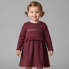 Younger Girls Burgundy Logo Dress, 2, hi-res