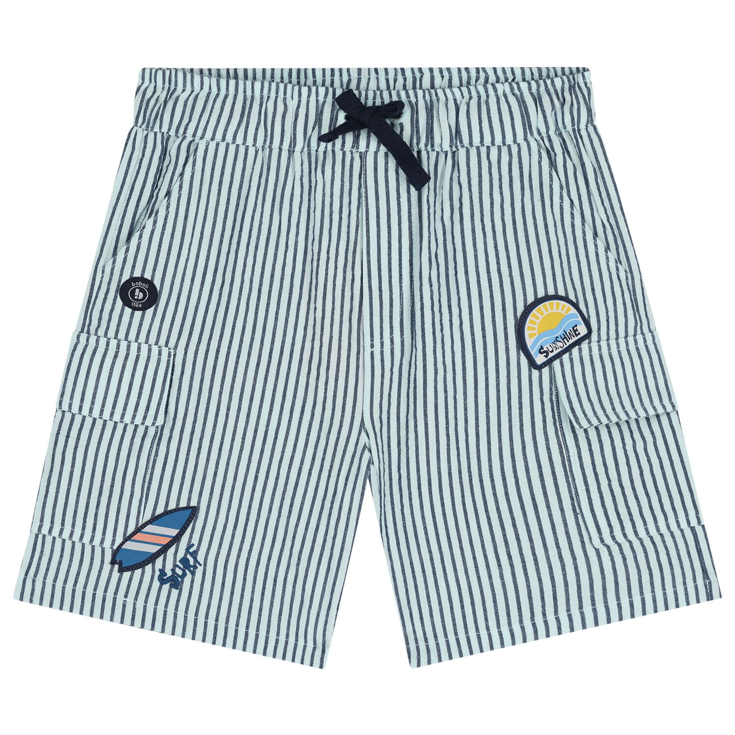 Boys Blue Striped Shorts, 1, hi-res