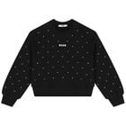 Girls Black Logo Embellished Sweatshirt, 1, hi-res