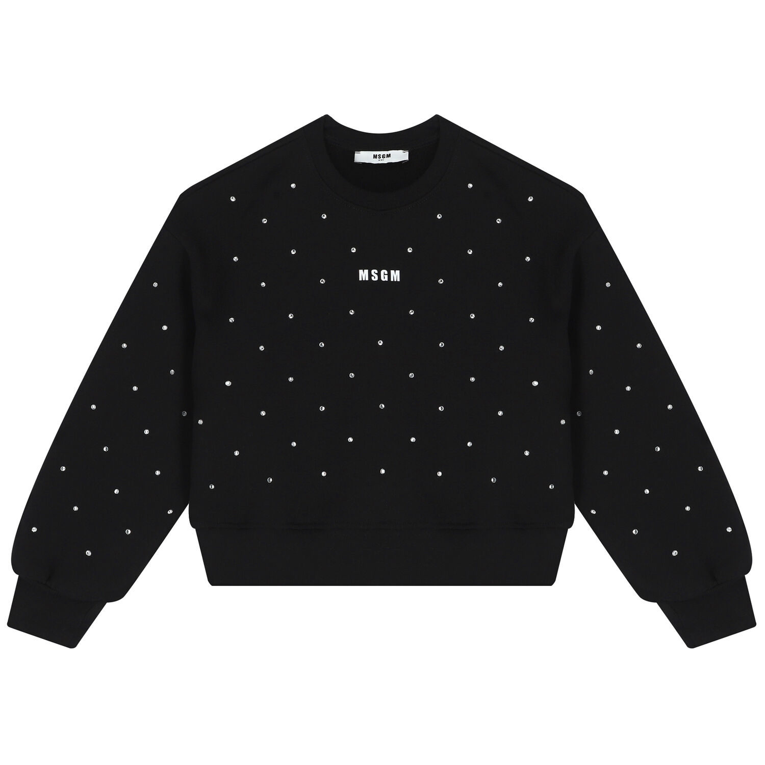 Girls Black Logo Embellished Sweatshirt, 1, hi-res